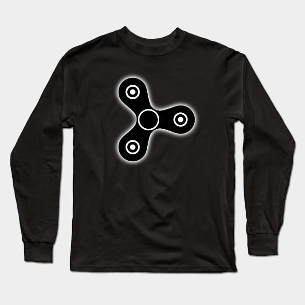 Fidget Spinner - Black Long Sleeve T-Shirt by Introvert